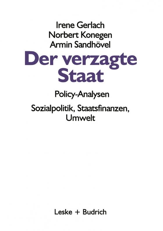 Cover-Bild Der verzagte Staat — Policy-Analysen