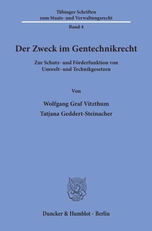 Cover-Bild Der Zweck im Gentechnikrecht.