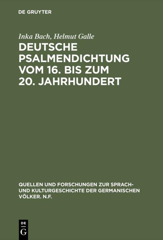 Cover-Bild Deutsche Psalmendichtung vom 16. bis zum 20. Jahrhundert