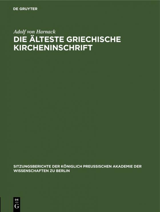 Cover-Bild Die älteste griechische Kircheninschrift