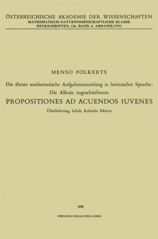 Cover-Bild Die älteste mathematische Aufgabensammlung in lateinischer Sprache: Die Alkuin zugeschriebenen