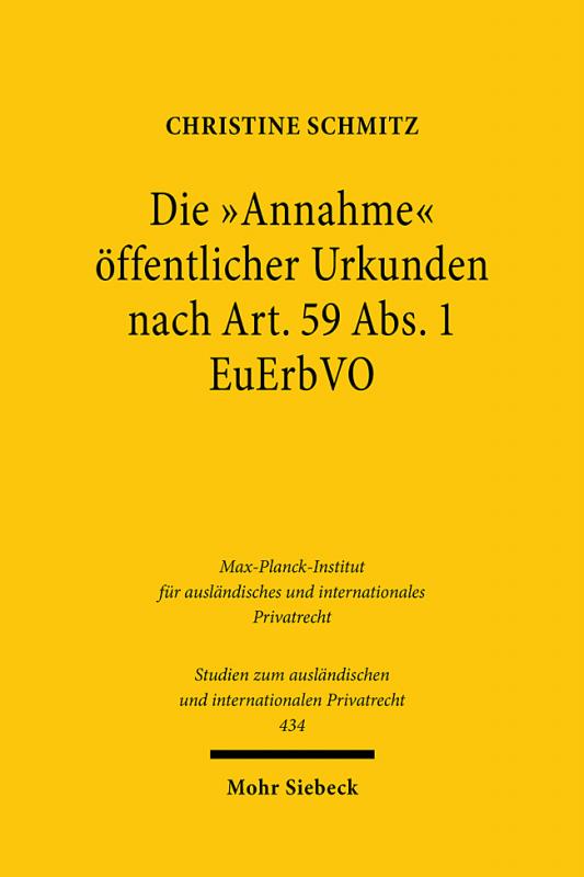 Cover-Bild Die "Annahme" öffentlicher Urkunden nach Art. 59 Abs. 1 EuErbVO
