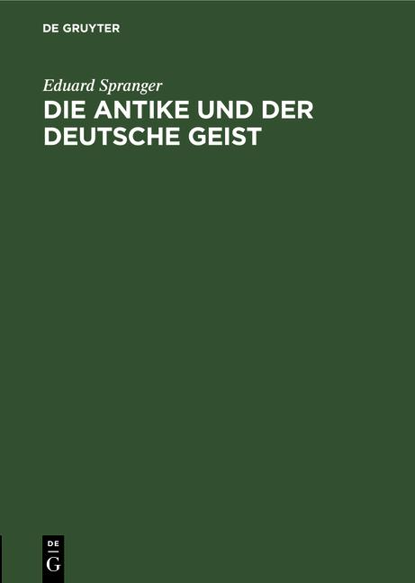 Cover-Bild Die Antike und der deutsche Geist