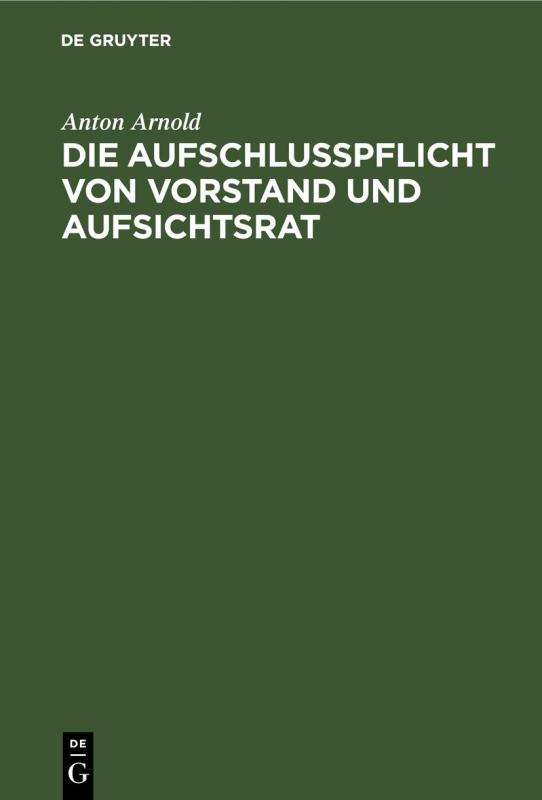 Cover-Bild Die Aufschlusspflicht von Vorstand und Aufsichtsrat