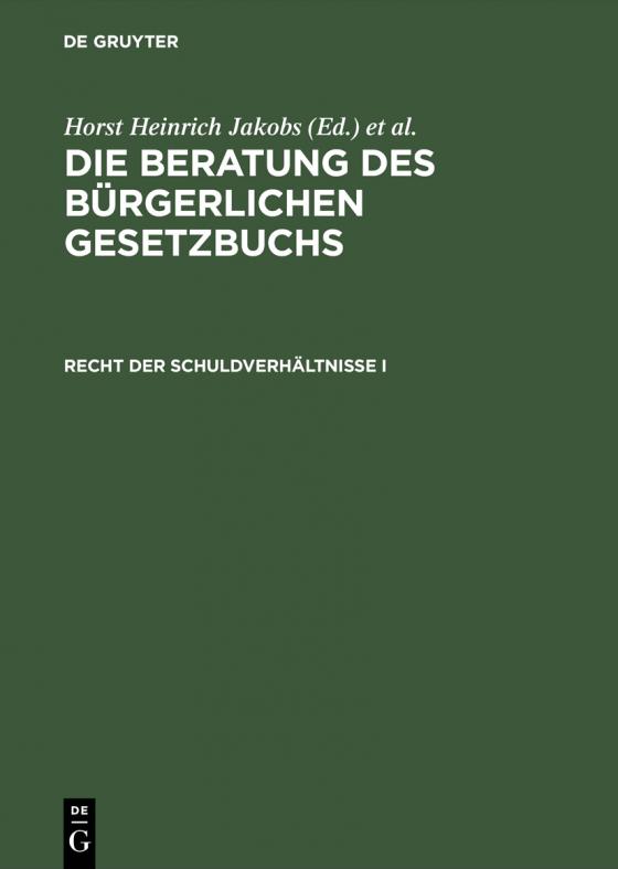 Cover-Bild Die Beratung des Bürgerlichen Gesetzbuchs / Recht der Schuldverhältnisse I