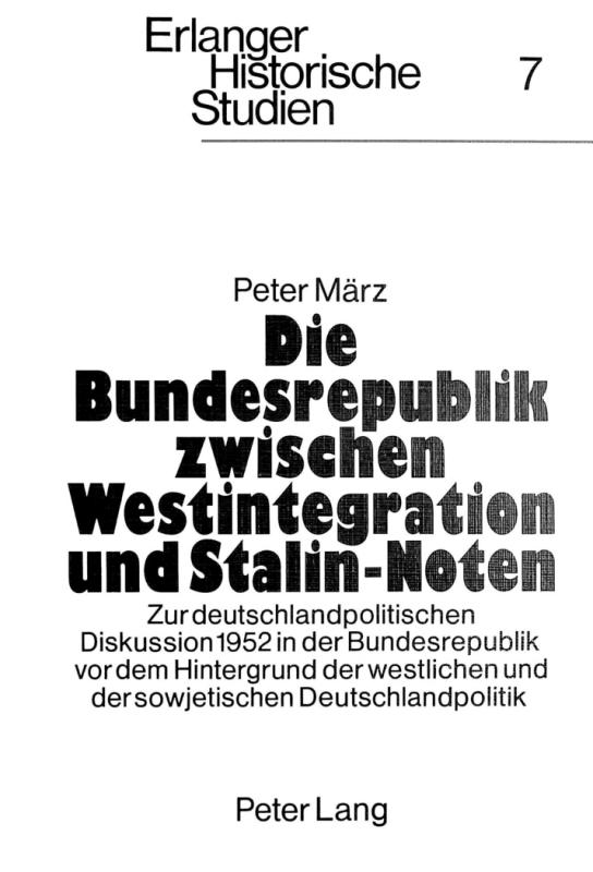 Cover-Bild Die Bundesrepublik zwischen Westintegration und Stalin-Noten