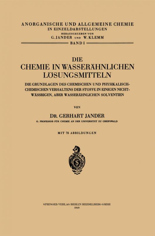 Cover-Bild Die Chemie in Wasserähnlichen Lösungsmitteln