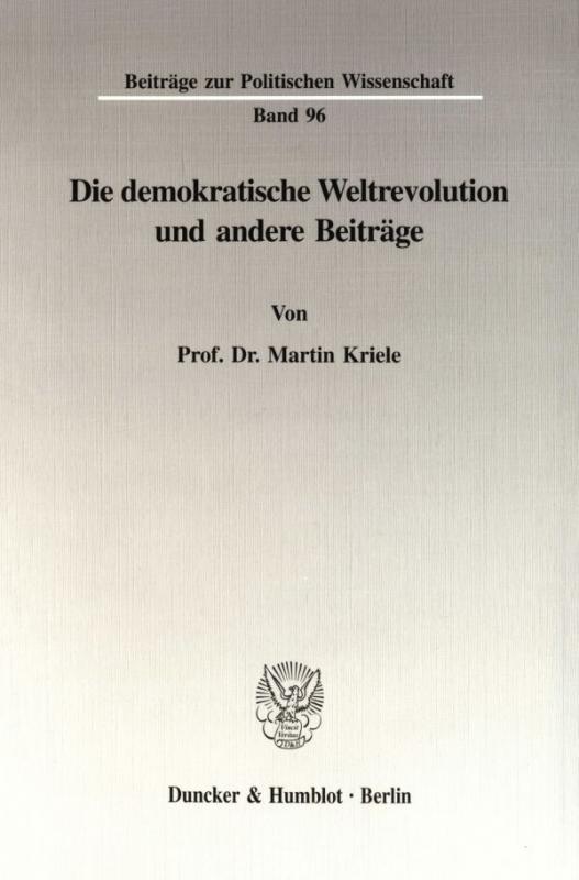 Cover-Bild Die demokratische Weltrevolution und andere Beiträge.