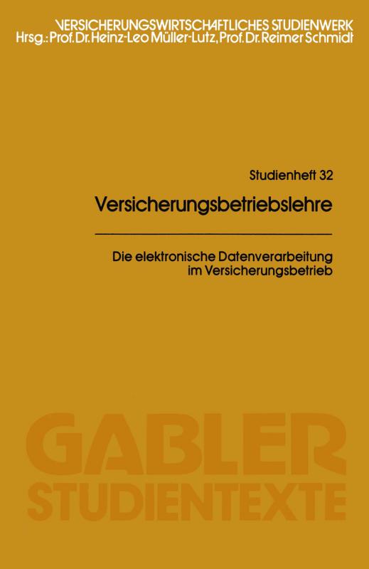 Cover-Bild Die elektronische Datenverarbeitung im Versicherungsbetrieb