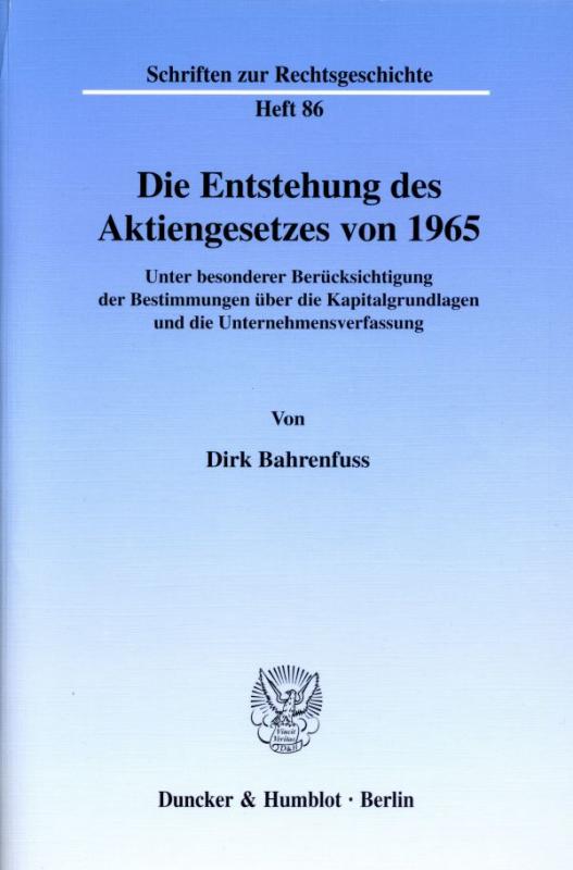 Cover-Bild Die Entstehung des Aktiengesetzes von 1965.