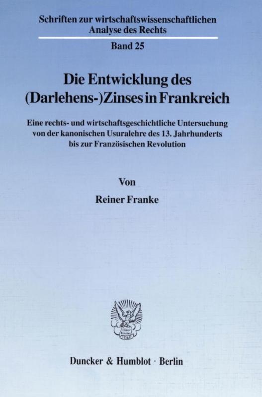 Cover-Bild Die Entwicklung des (Darlehens-)Zinses in Frankreich.