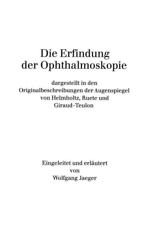 Cover-Bild Die Erfindung der Ophthalmoskopie