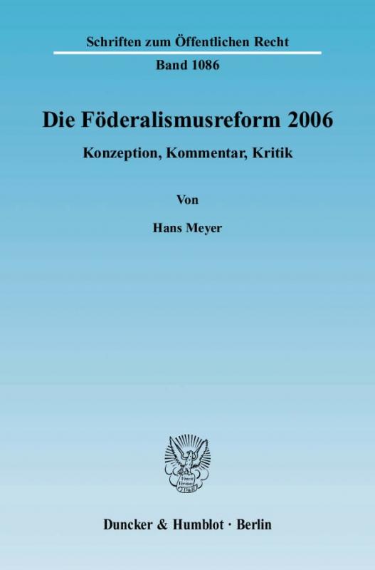 Cover-Bild Die Föderalismusreform 2006.