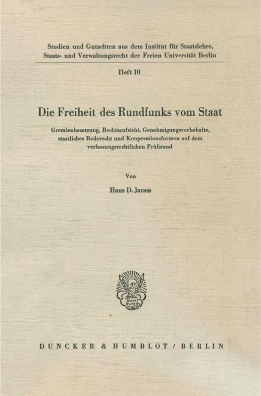 Cover-Bild Die Freiheit des Rundfunks vom Staat.