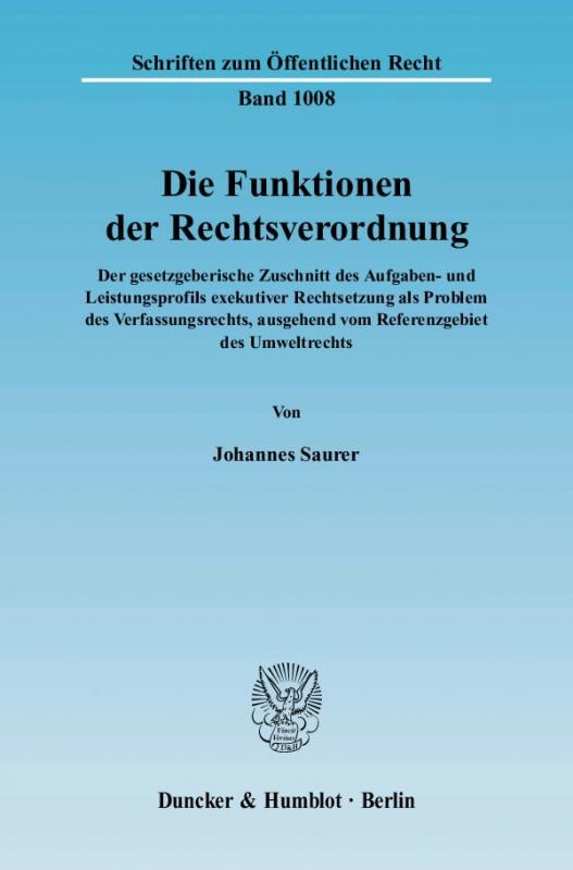 Cover-Bild Die Funktionen der Rechtsverordnung.