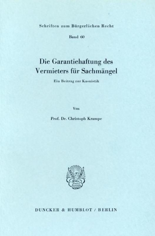 Cover-Bild Die Garantiehaftung des Vermieters für Sachmängel.