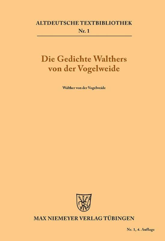 Cover-Bild Die Gedichte Walthers von der Vogelweide