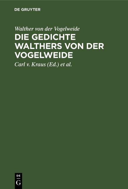 Cover-Bild Die Gedichte Walthers von der Vogelweide