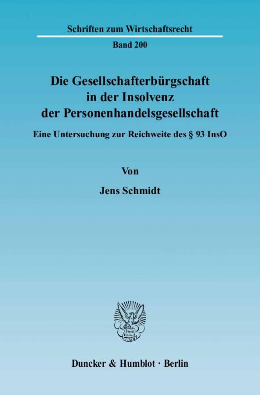 Cover-Bild Die Gesellschafterbürgschaft in der Insolvenz der Personenhandelsgesellschaft.