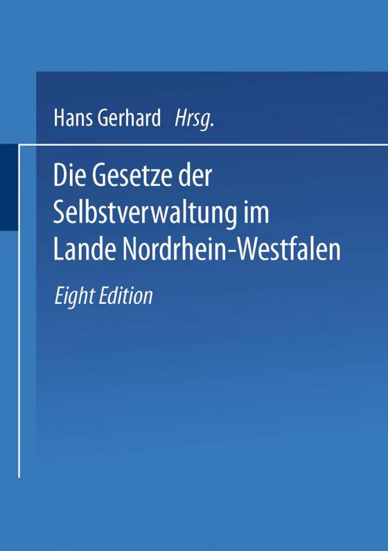 Cover-Bild Die Gesetze der Selbstverwaltung im Lande Nordrhein-Westfalen