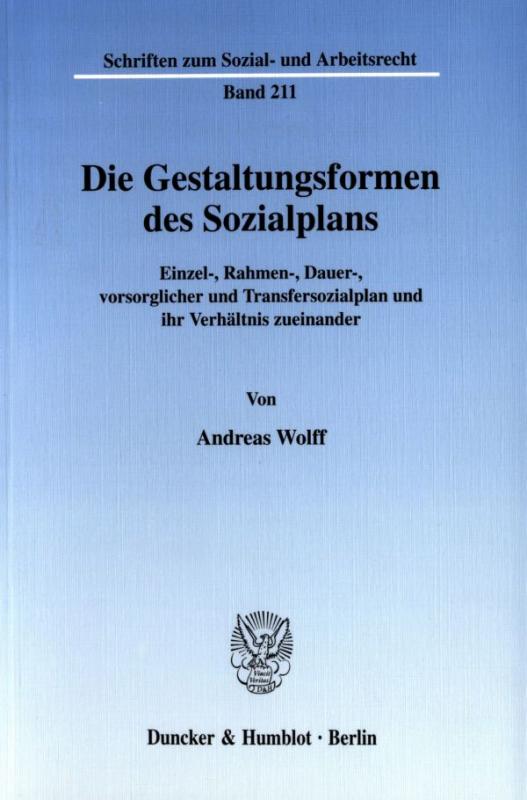 Cover-Bild Die Gestaltungsformen des Sozialplans.