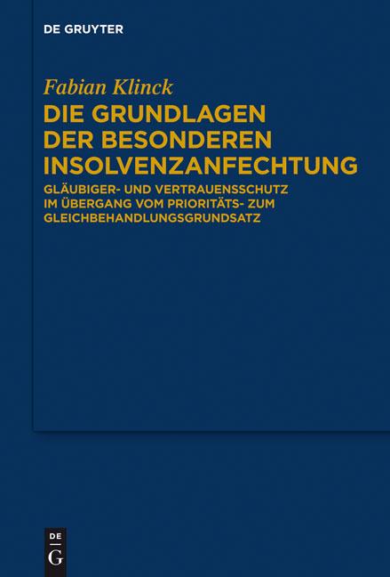 Cover-Bild Die Grundlagen der besonderen Insolvenzanfechtung