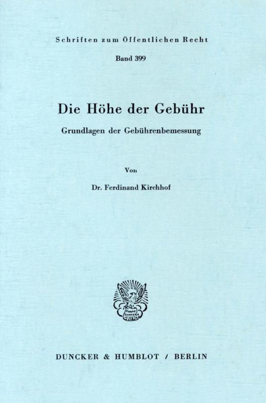 Cover-Bild Die Höhe der Gebühr.
