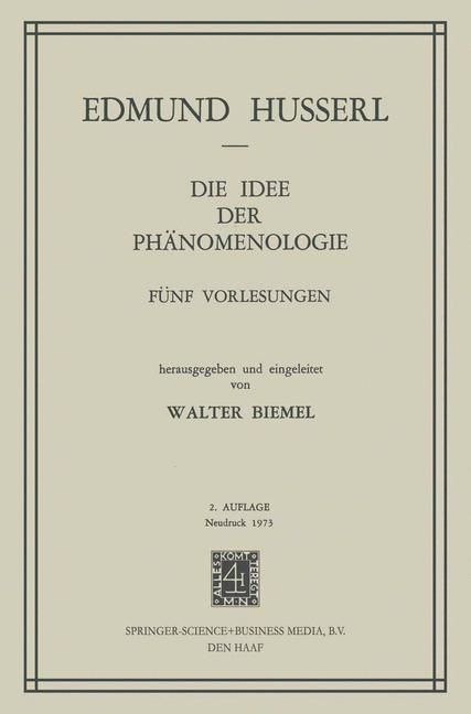 Cover-Bild Die Idee der Phänomenologie