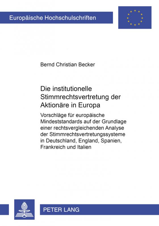 Cover-Bild Die institutionelle Stimmrechtsvertretung der Aktionäre in Europa