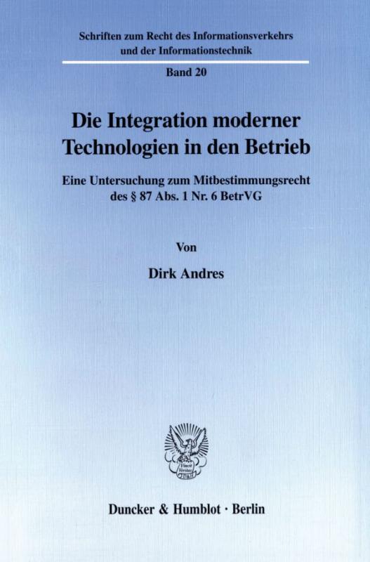 Cover-Bild Die Integration moderner Technologien in den Betrieb.