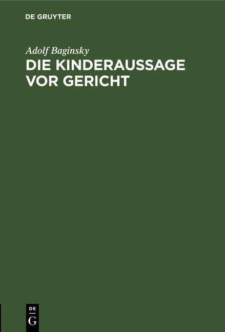 Cover-Bild Die Kinderaussage vor Gericht