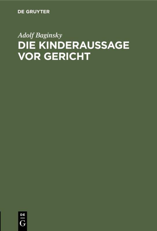 Cover-Bild Die Kinderaussage vor Gericht