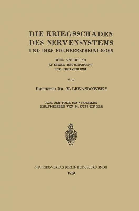 Cover-Bild Die Kriegsschäden des Nervensystems und ihre Folgeerscheinungen