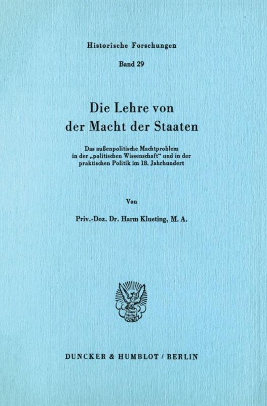 Cover-Bild Die Lehre von der Macht der Staaten.