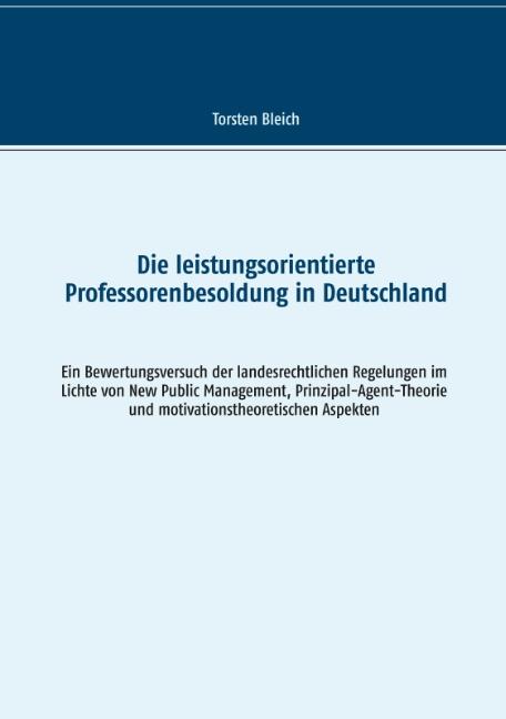 Cover-Bild Die leistungsorientierte Professorenbesoldung in Deutschland