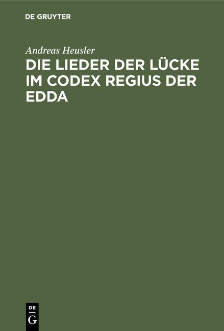 Cover-Bild Die Lieder der Lücke im Codex Regius der Edda