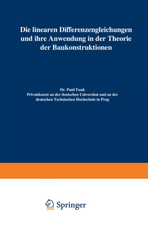 Cover-Bild Die linearen Differenzengleichungen und ihre Anwendung in der Theorie der Baukonstruktionen