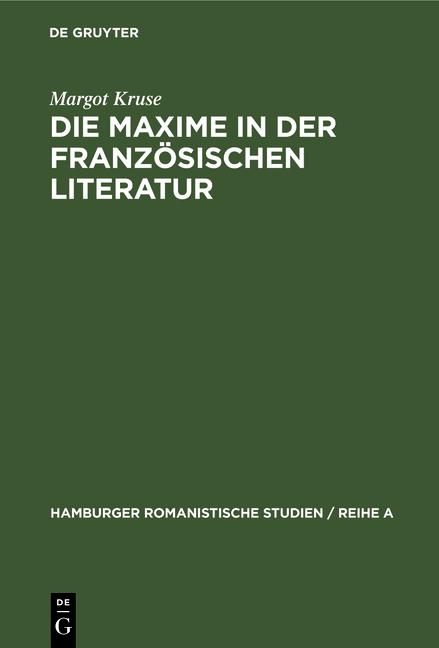 Cover-Bild Die Maxime in der französischen Literatur