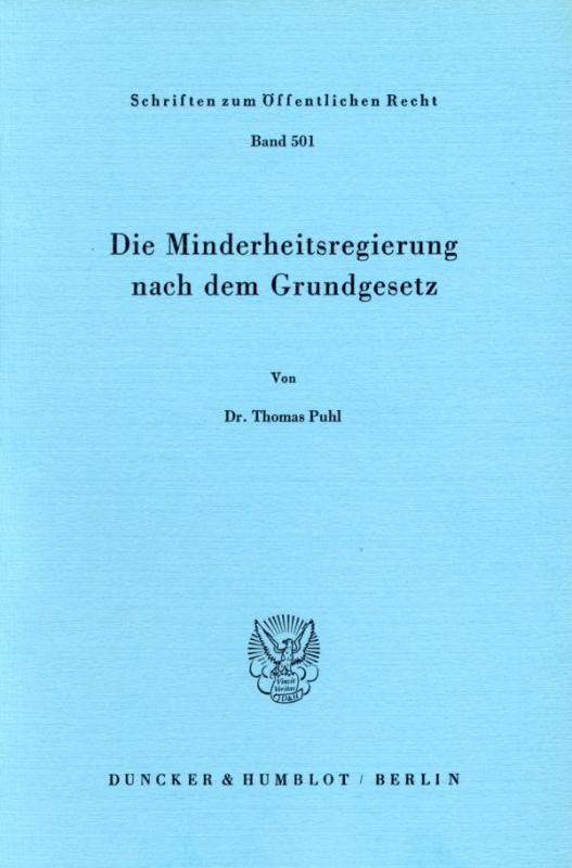 Cover-Bild Die Minderheitsregierung nach dem Grundgesetz.