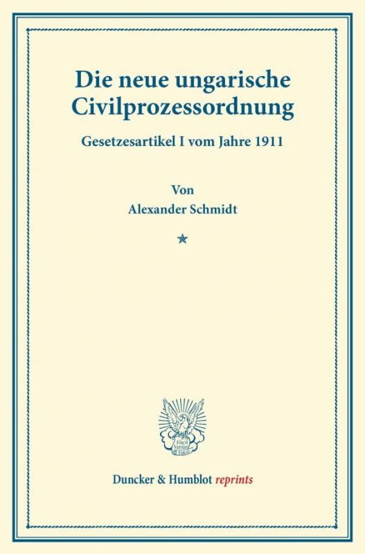 Cover-Bild Die neue ungarische Civilprozessordnung.