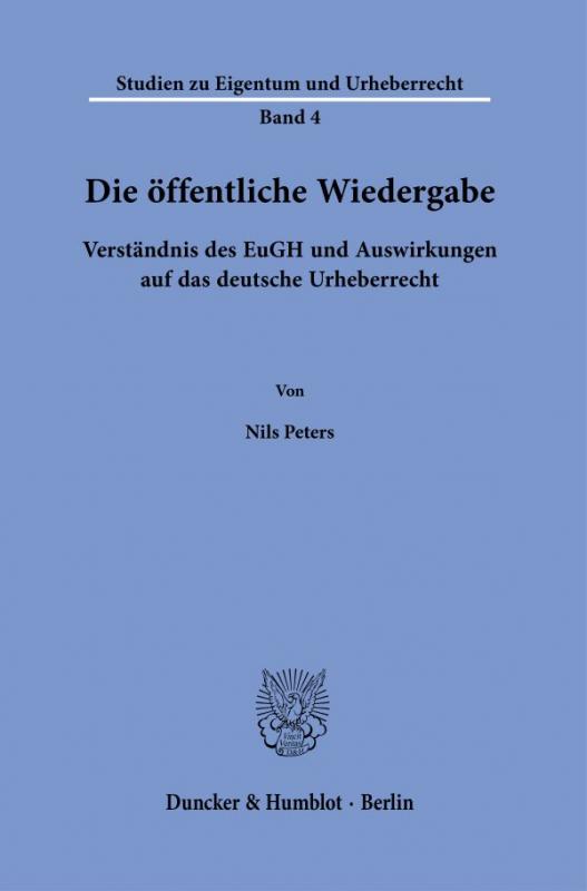 Cover-Bild Die öffentliche Wiedergabe.
