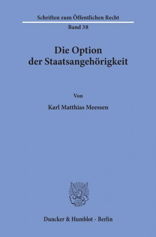 Cover-Bild Die Option der Staatsangehörigkeit.