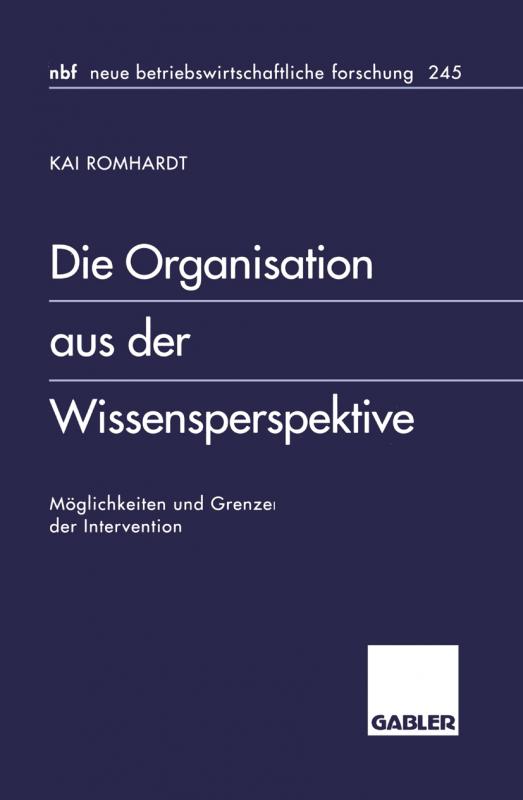 Cover-Bild Die Organisation aus der Wissensperspektive
