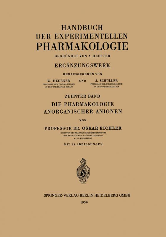 Cover-Bild Die Pharmakologie Anorganischer Anionen