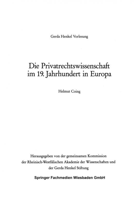 Cover-Bild Die Privatrechtswissenschaft im 19. Jahrhundert in Europa