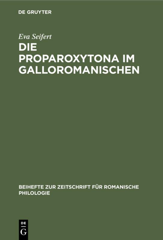 Cover-Bild Die Proparoxytona im Galloromanischen