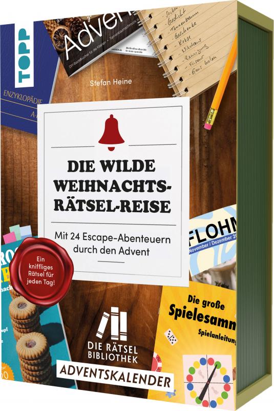 Cover-Bild Die Rätselbibliothek. Adventskalender – Die wilde Weihnachts-Rätsel-Reise. Mit 24 Escape-Abenteuern durch den Advent