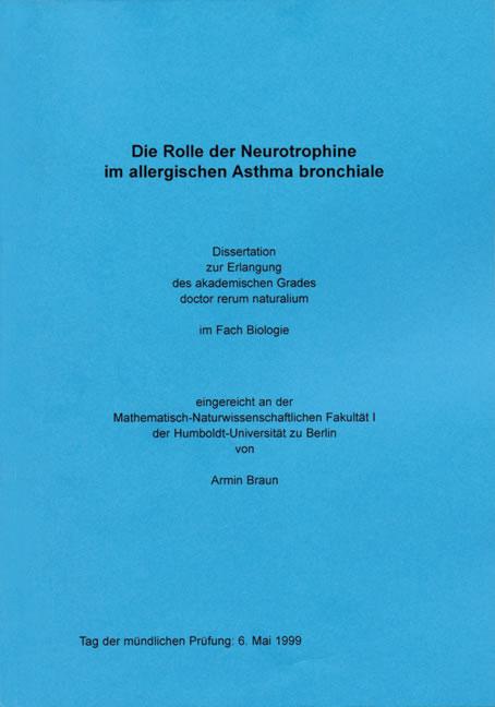 Cover-Bild Die Rolle der Neurotrophine im allergischen Asthma bronchiale