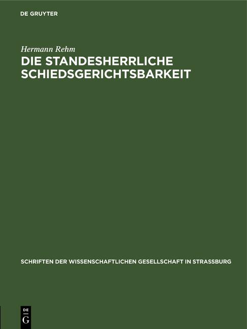 Cover-Bild Die standesherrliche Schiedsgerichtsbarkeit