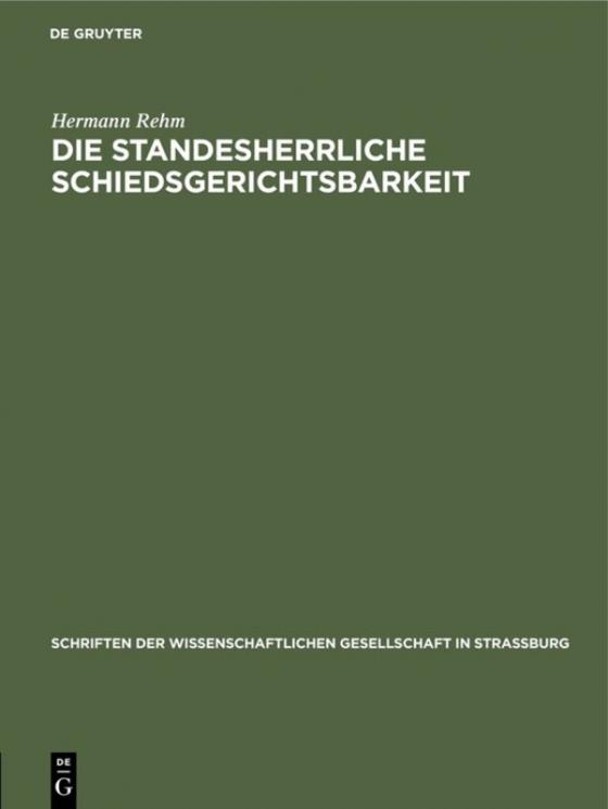 Cover-Bild Die standesherrliche Schiedsgerichtsbarkeit